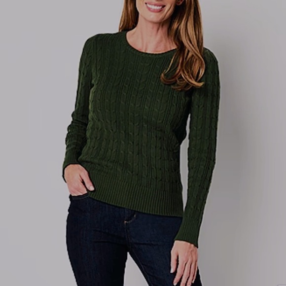 EUC Evergreen St. John's Bay Crew Neck Cable-Knit Pullover Sweater, M - Picture 1 of 13